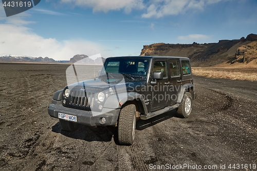 Image of Jeep Wrangler on Icelandic terrain