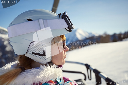 Image of Ski lift female portrait