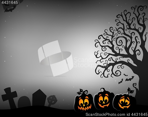 Image of Halloween tree half silhouette theme 4
