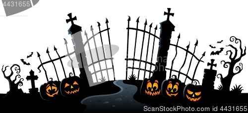 Image of Cemetery gate silhouette theme 3