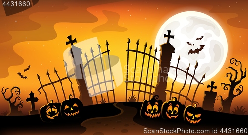 Image of Cemetery gate silhouette theme 5