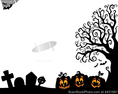 Image of Halloween tree half silhouette theme 3