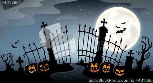 Image of Cemetery gate silhouette theme 4