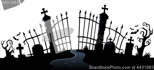 Image of Cemetery gate silhouette theme 2