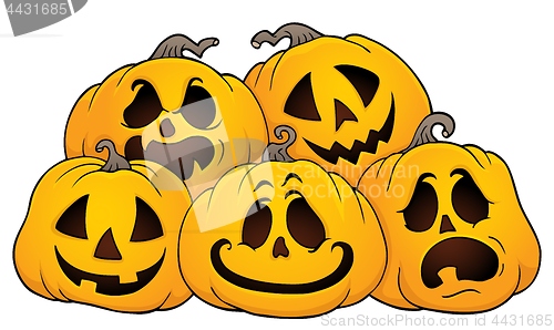 Image of Pile of Halloween pumpkins theme 1