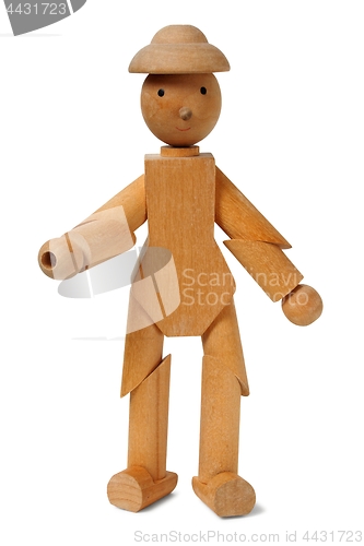 Image of Wooden mannequin on white