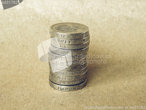 Image of Vintage Pound coins pile