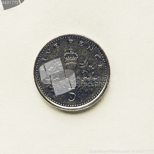 Image of Vintage UK 5 pence coin