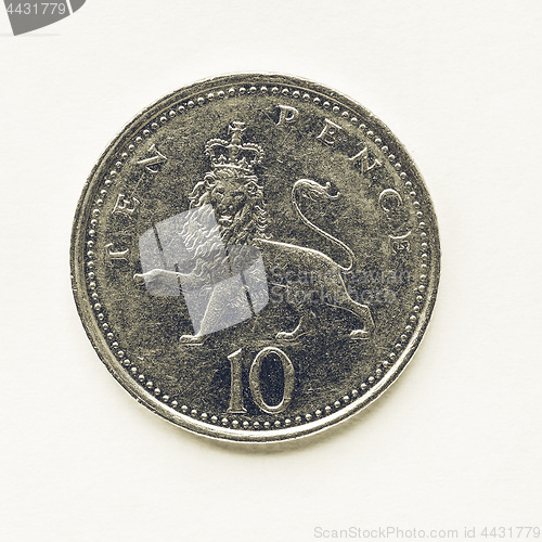 Image of Vintage UK 10 pence coin
