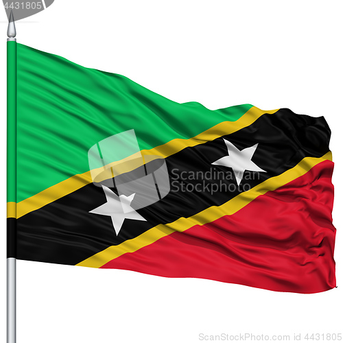 Image of Saint Kitts and Nevis Flag on Flagpole