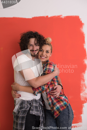 Image of couple in love  over color background