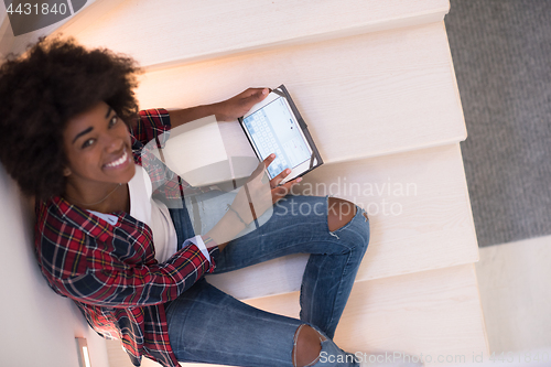 Image of black woman using her electronic tablet