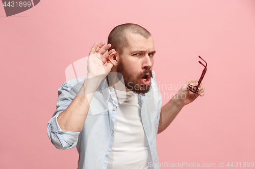 Image of The happy business man standing and young man listening