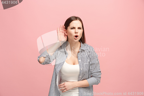 Image of The happy businesswoman standing and young woman listening