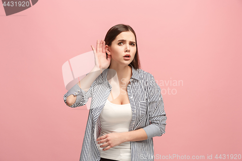 Image of The happy businesswoman standing and young woman listening