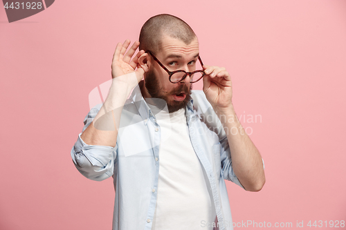 Image of The happy business man standing and young man listening