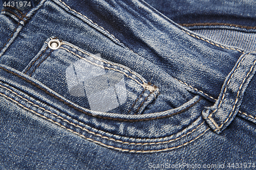 Image of Fragment of dark blue jeans