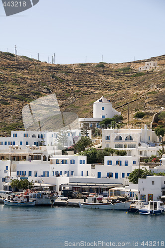 Image of port harbor ios greek island aegean mediterranean sea greece