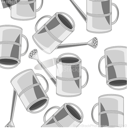 Image of Garden tools sprinkling can pattern on white background