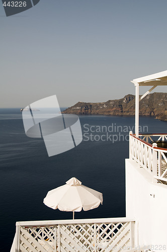 Image of view of caldera from patio oia santorini