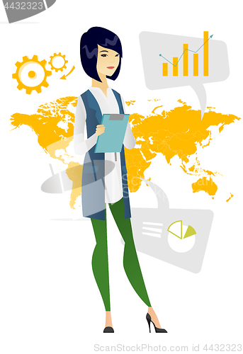 Image of Business woman working in global business.