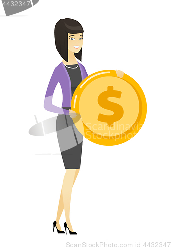 Image of Successful business woman with dollar coin.