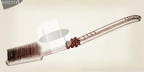 Image of Toothbrush. 3d illustration. Vintage style