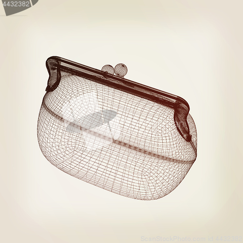 Image of purse on a white. 3D illustration. Vintage style