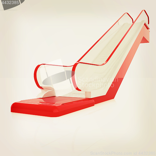 Image of Single escalator. 3d illustration. Vintage style