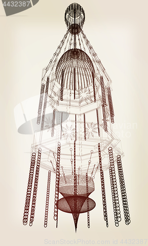 Image of Traditional arabic lamp - Arabian chandelier. 3D illustration.. 