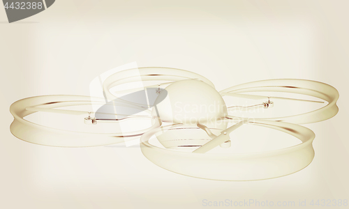 Image of Quadcopter Dron. 3d render. Vintage style