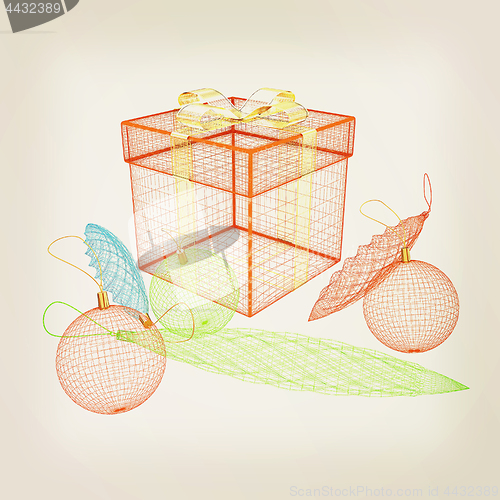 Image of colorful gift box concept. 3d illustration. Vintage style