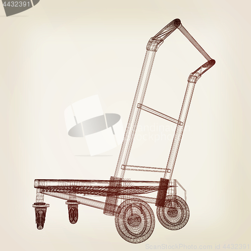 Image of Trolley for luggage at the airport. 3D illustration.. Vintage st