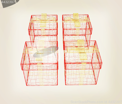 Image of colorful gift box concept. 3d illustration. Vintage style