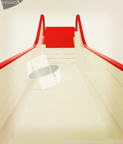 Image of Single escalator. 3d illustration. Vintage style