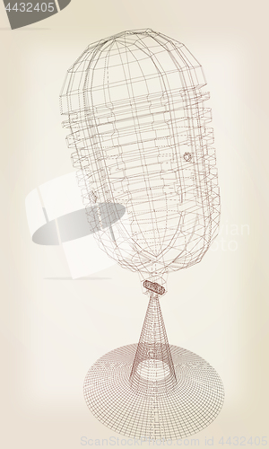 Image of microphone. 3d illustration. Vintage style