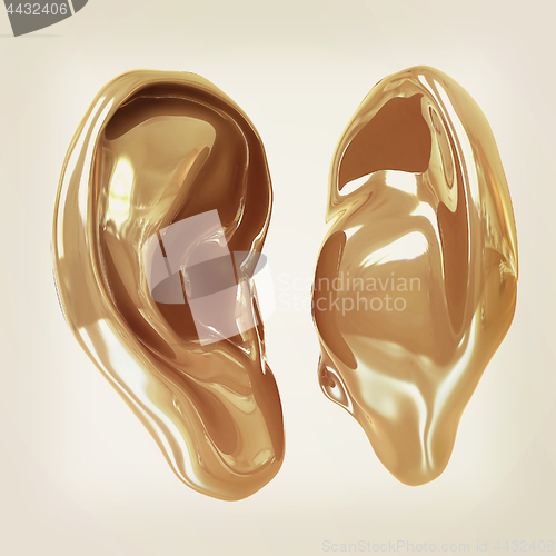 Image of Ear model. 3d illustration. Vintage style