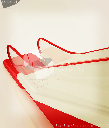 Image of Single escalator. 3d illustration. Vintage style