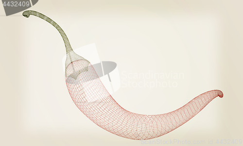Image of chili pepper. 3d illustration. Vintage style