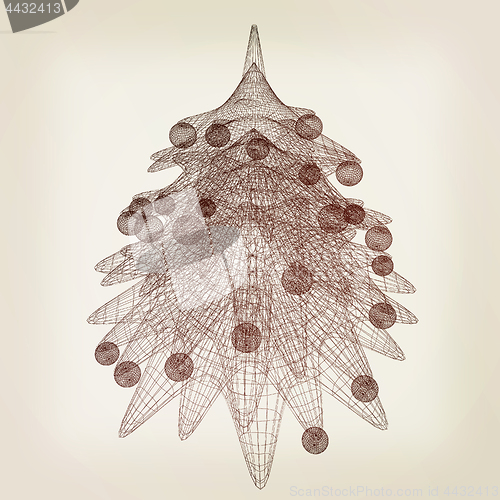 Image of Christmas tree concept. 3d illustration. Vintage style