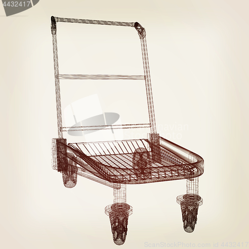 Image of Trolley for luggage at the airport. 3D illustration.. Vintage st