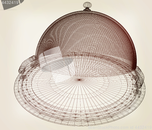 Image of Restaurant cloche concept. 3d illustration. Vintage style