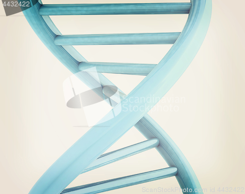 Image of DNA structure model on white. 3D illustration. Vintage style