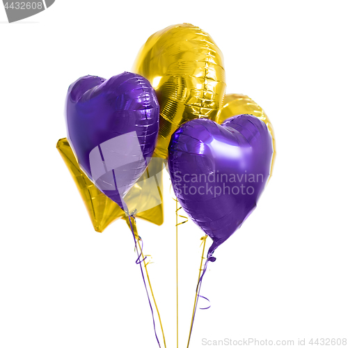 Image of close up of helium balloons over white background