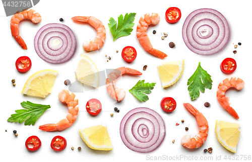 Image of Pattern of prawns and spices