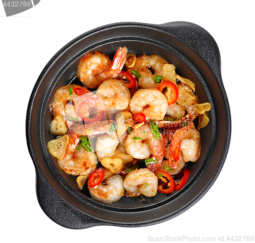 Image of bowl of garlic prawns