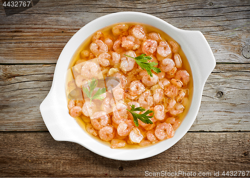 Image of bowl of garlic prawns