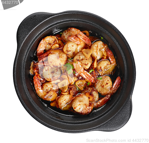 Image of bowl of garlic prawns