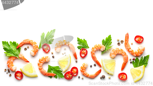 Image of pattern of prawns and spices