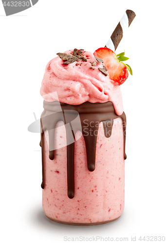 Image of dessert of frozen banana, icecream and strawberries